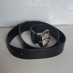 GAP Black Leather Belt with Silver Buckle